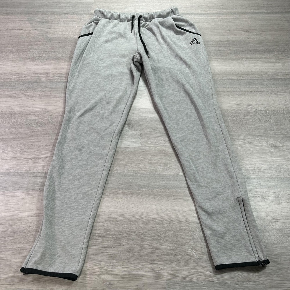 Adidas Track Pants Womens Small Gray Tapered‎ Ankle Zip Athletic Joggers DX9309
